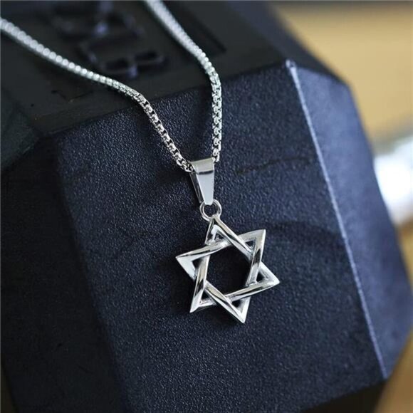jonline24h Stainless Steel Necklace Star of David Chain - Picture 3 of 6